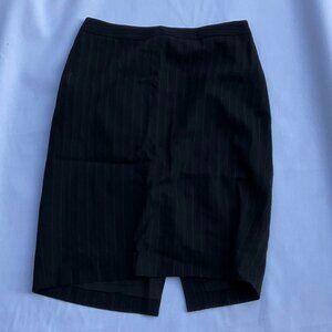Ann Taylor Lightweight Stripe Pencil Skirt Stretch Back Zip Size OP Black